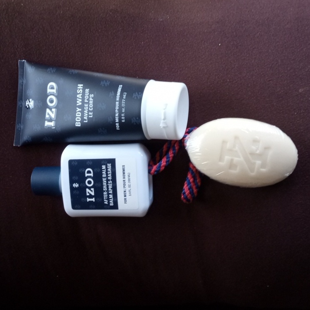 Izod Set of 3 men body wash after shave balm and soap. New